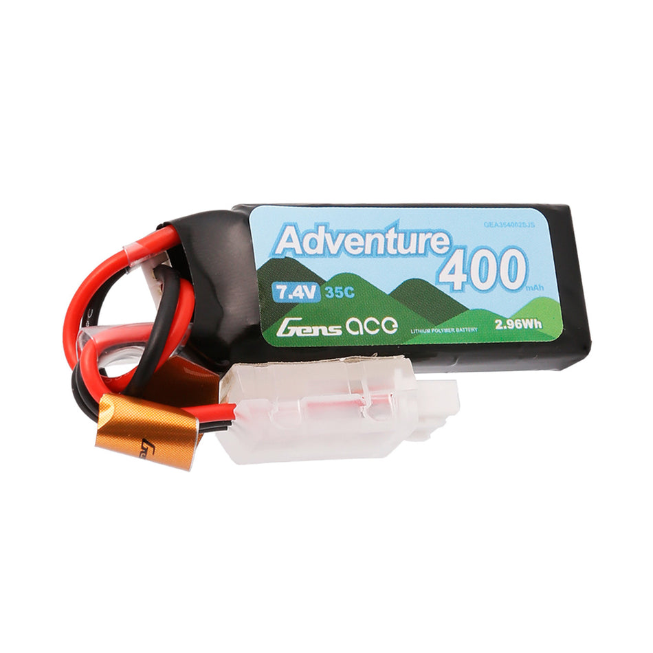 Gens Ace Adventure 400mAh 2S1P 7.4V 35C Lipo Battery Pack with JST Plug for RC Crawler