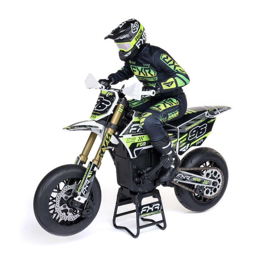 Losi Promoto-SM 1/4 Super Moto Motorcycle, FXR, White: RTR Basic