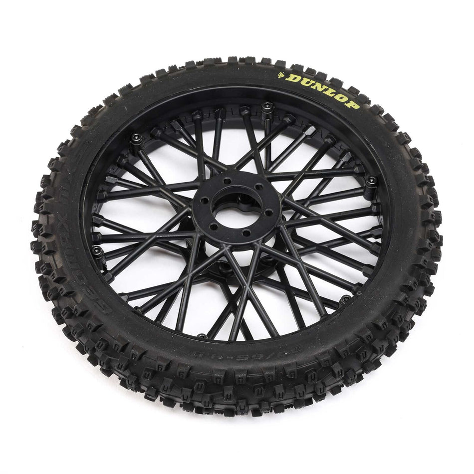 Losi Dunlop MX53 Front Tire Mounted, Black: PM-MX