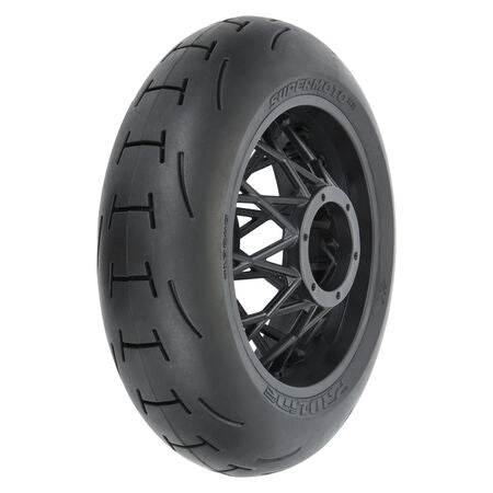 Supermoto V2 S3 Rear Tire Mounted on Black Supermoto Whee