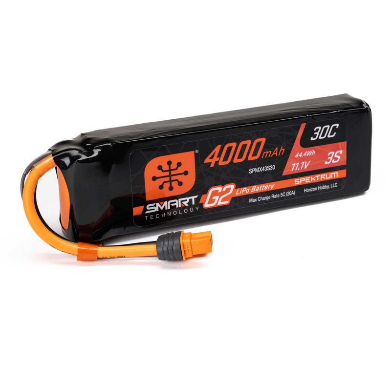 Spektrum 4000mAh 3S 11.1V Smart G2 LiPo Battery 30C; IC3