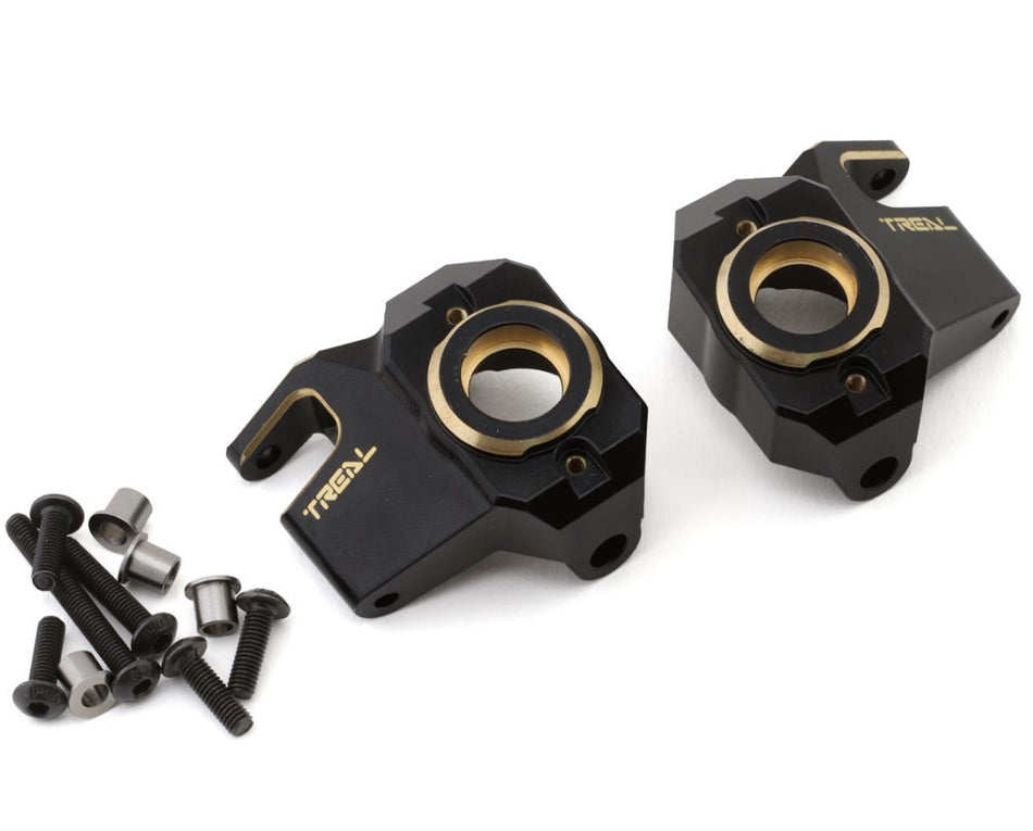 Treal Hobby Axial SCX10 III CNC Brass Front Steering Knuckles (Black) (2) (66g)