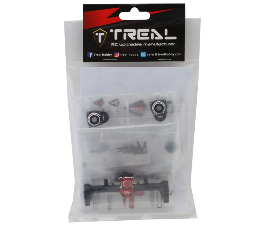 Treal Hobby Axial SCX24 Aluminum Rear Portal Axle Upgrade Kit (Black)