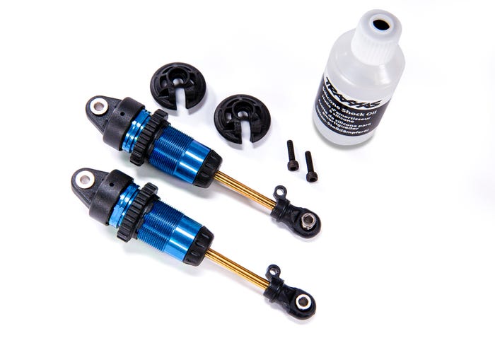 7461 Shocks, GTR long blue-anodized, PTFE-coated bodies with TiN shafts (fully assembled, without springs) (2)