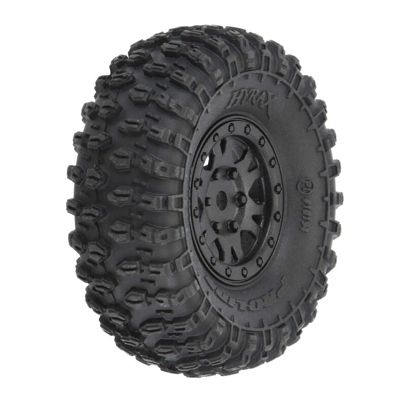 1/24 Pro-Line Hyrax Front/Rear 1.0" Tires Mounted 7mm Black Impulse (4): SCX24