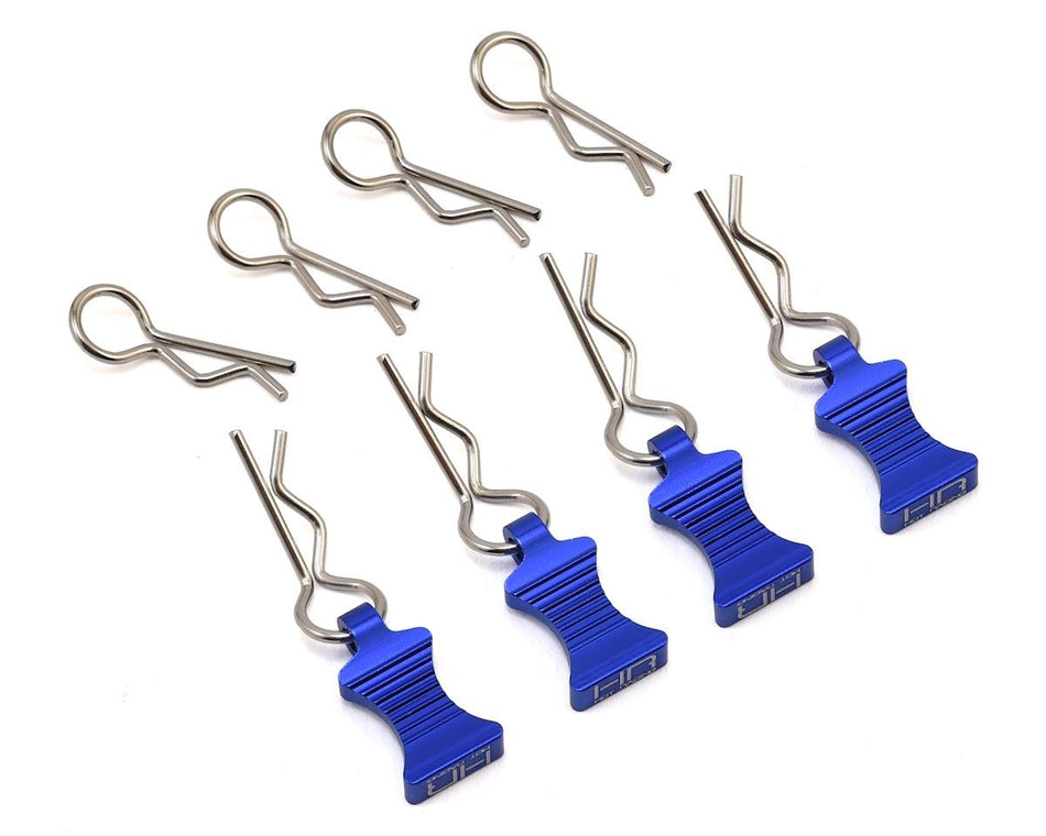 Hot Racing 1/10 Blue Aluminum EZ Pulls (4) Body Clips (8)